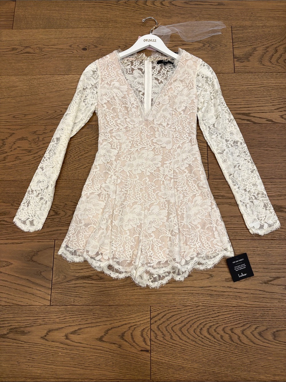 Lulu's Cream Lace Long-Sleeve Romper